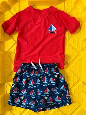 Floatimini Red and Navy Nautical Swim Set